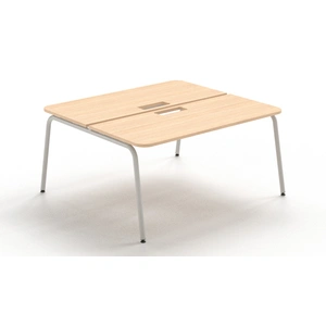 NARBUTAS Round D56.7-inch Melamine Office 2-Desk Bench w/2 Grommets & Rounded Corners