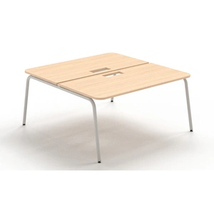 NARBUTAS Round D64.6-inch Melamine Office 2-Desk Bench w/2 Grommets & Rounded Corners