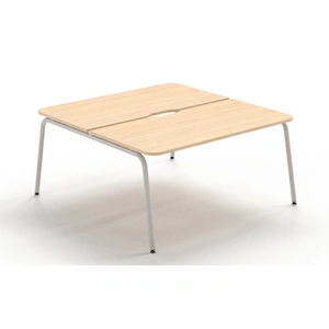 NARBUTAS Round D56.7-inch Melamine Office 2-Desk Bench w/Scallop & Rounded Corners