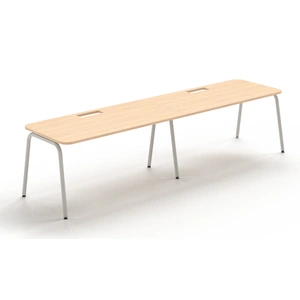 NARBUTAS Round D31.5-inch Melamine Office Single Row 2-Desk Bench w/2 Grommets & Rounded Corners