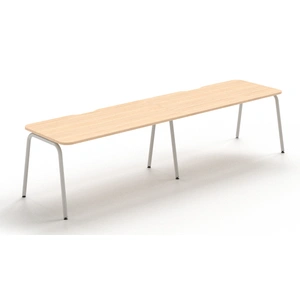 NARBUTAS Round D31.5-inch Melamine Office Single Row 2-Desk Bench w/Scallop & Rounded Corners