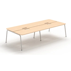 NARBUTAS Round D56.7-inch Melamine Office 4-Desk Bench w/4 Grommets & Rounded Corners
