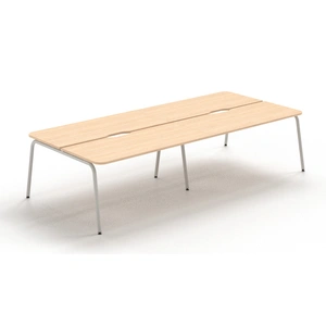 NARBUTAS Round D56.7-inch Melamine Office 4-Desk Bench w/Scallop & Rounded Corners