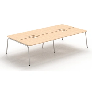 NARBUTAS Round D64.6-inch Melamine Office 4-Desk Bench w/4 Grommets & Rounded Corners