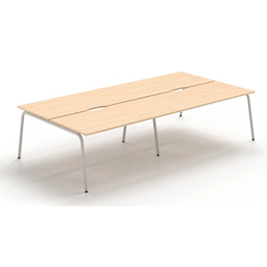 NARBUTAS Round D64.6-inch Melamine Office 4-Desk Bench w/Scallop & Rounded Corners