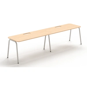 NARBUTAS Round D27.6-inch Melamine Office Single Row 2-Desk Bench w/2 Grommets & Rounded Corners