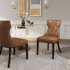 Manhattan Comfort Reine Faux Leather Dining Chair (Set of 2)