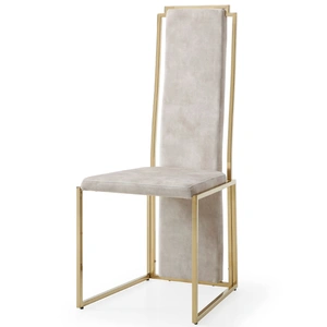 Whiteline Modern Living Sumo Fabric Dining Chair, Beige/Gold (Set of 2)