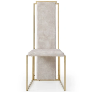Whiteline Modern Living Sumo Fabric Dining Chair, Beige/Gold (Set of 2)