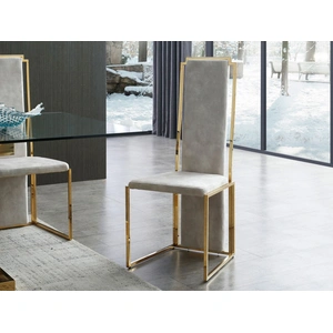 Whiteline Modern Living Sumo Fabric Dining Chair, Beige/Gold (Set of 2)