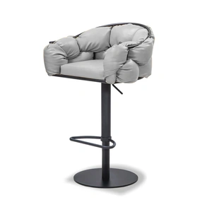 Mobital Puffer Hydraulic Leatherette Swivel Barstool, Concrete Grey