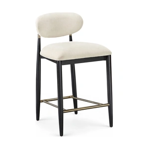 Meridian Furniture Riccio Polyester Counter Stool with Black Wood & Brushed Brass Iron Base