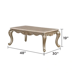 Galaxy Home Furnishings Isabella Rectangle Faux Marble Coffee Table in Gold