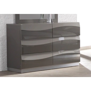 Chintaly Imports Delhi 6-Drawer Dresser, Gloss Gray
