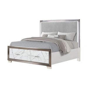 Galaxy Home Furnishings Desire Panel Storage Bed w/LED Light, White