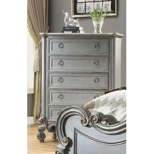 Galaxy Home Furnishings Destiny 5-Drawer Wood Veneer Chest in Silver