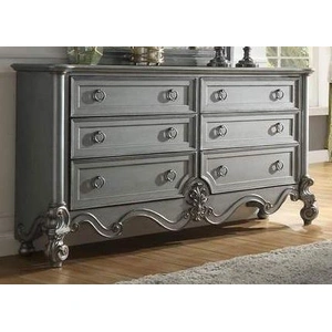 Galaxy Home Furnishings Destiny 6-Drawer Wood Veneer Dresser in Silver