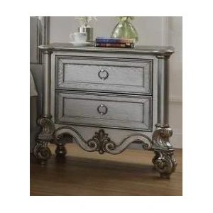 Galaxy Home Furnishings Destiny 2-Drawer Wood Veneer Nightstand, Silver
