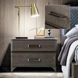 Camelgroup, Italy Maia VIP 2-Drawer Maxi Nightstand w/Maia Handles, Grey