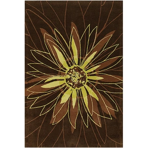 Chandra Dharma Wool Rectangular Handmade Rug, Brown/Green