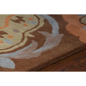 Chandra Dharma Wool Rectangular Handmade Rug, Brown/Blue/Orange/Tan
