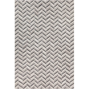 Chandra Dinah Wool/Viscose Rectangular Hand-woven Rug, Black/Grey/Brown, Composition 1