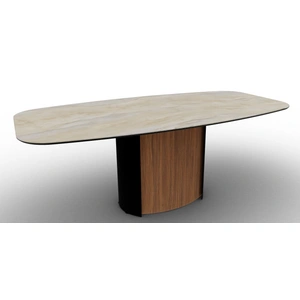 Calligaris Yoroi W78.7-inch Ceramic/Metal/Wood Customizable Elliptical Dining Table