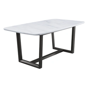 ACME Madan Marble/Wood Dining Table, White/Weathered Gray