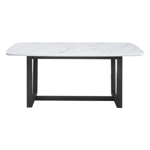 ACME Madan Marble/Wood Dining Table, White/Weathered Gray