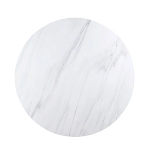 ACME Gerardo Marble/Wood Round Dining Table, White/Weathered Espresso
