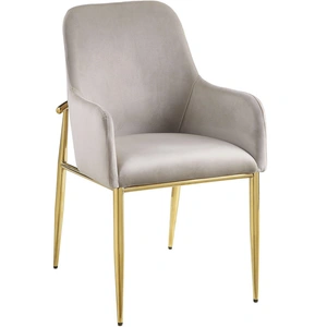 ACME Barnard Velvet Dining Side Chair, Gray/Gold (Set of 2)