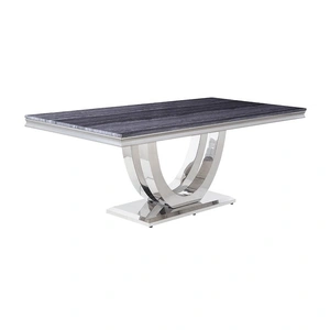 ACME Cambrie Faux Marble/Steel Dining Room Set, Gray