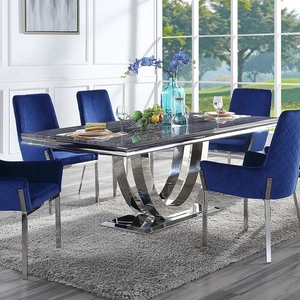 ACME Cambrie Faux Marble/Steel Dining Table, Gray