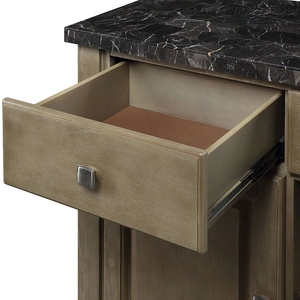 ACME Charnell Marble/Wood Server w/3 Drawers & 2 Doors, Black/Brown