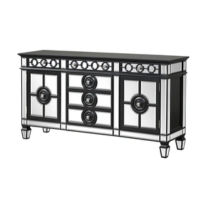 ACME Varian II Wood/Mirror Extendable Dining Room Set, Black