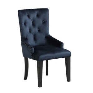 ACME Varian II Velvet/Wood Dining Side Chair, Blue (Set of 2)