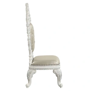 ACME Vanaheim PU/Wood Tufted Dining Side Chair, Beige/Antique White (Set of 2)