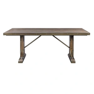 ACME Raphaela Wood/Metal Rectangular Dining Table, Weathered Cherry