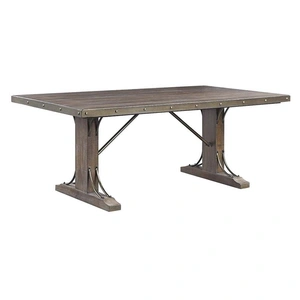 ACME Raphaela Wood/Metal Rectangular Dining Room Set, Weathered Cherry