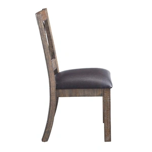 ACME Raphaela PU/Wood Dining Side Chair, Black/Weathered Cherry