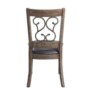ACME Raphaela PU/Wood Dining Side Chair, Black/Weathered Cherry