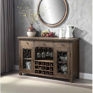 ACME Raphaela Wood Server w/2 Doors & 3 Drawers, Weathered Cherry