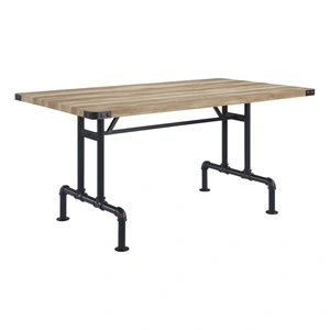ACME Edina Wood/Metal Rectangular Dining Table, Oak/Sandy Black