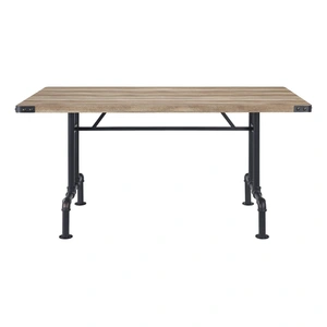 ACME Edina Wood/Metal Rectangular Dining Table, Oak/Sandy Black