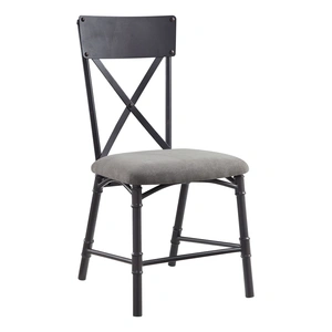 ACME Edina Fabric/Metal Dining Side Chair, Gray/Sandy Black