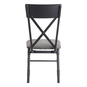 ACME Edina Fabric/Metal Dining Side Chair, Gray/Sandy Black