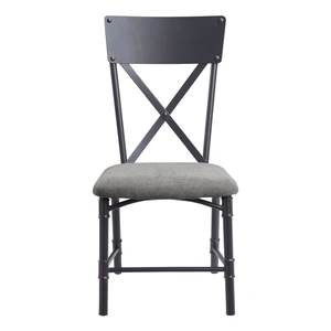 ACME Edina Fabric/Metal Dining Side Chair, Gray/Sandy Black