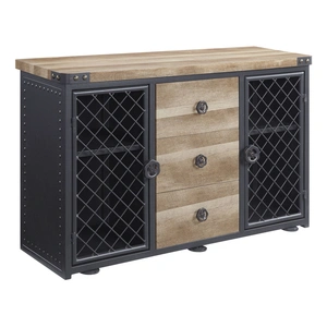 ACME Edina Wood/Metal Server w/2 Doors & 3 Drawers, Oak/Sandy Black