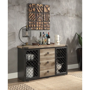 ACME Edina Wood/Metal Server w/2 Doors & 3 Drawers, Oak/Sandy Black