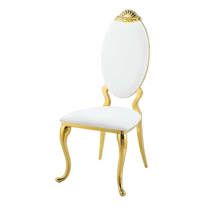 ACME Fallon PU Dining Side Chair, White/Gold (Set of 2)